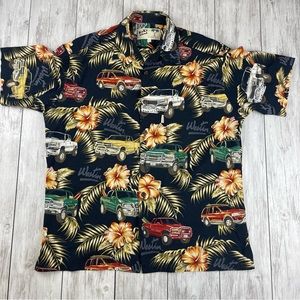 Koko Island Hawaiian Shirt  Floral Convertible Cars Size L